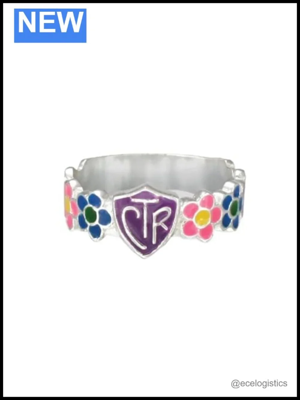 Sterling Silver CTR Ring Multicolor Enamel Petal LDS Faith Ring